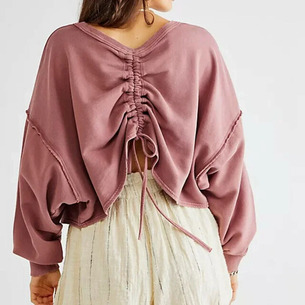 Free People Bae Pullover Dropped Shoulder Oversized Top